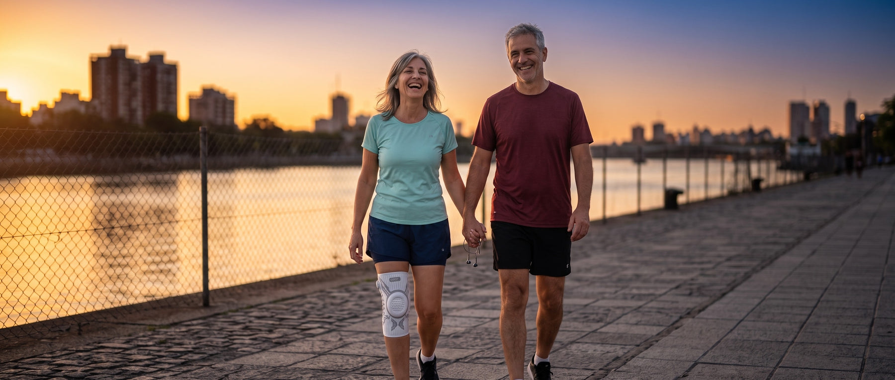 Pareja caminando al aire libre