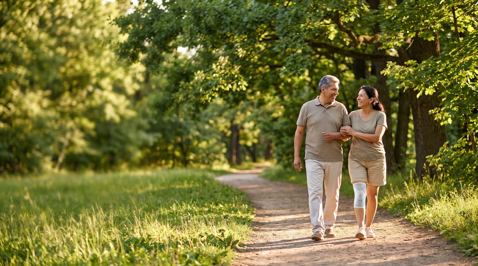 Pareja caminando al aire libre